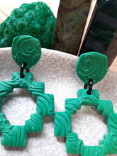 Load image into Gallery viewer, Jade stud handmade earrings polymer clay earthy