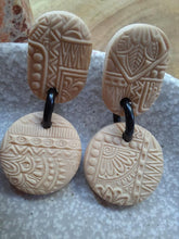 Load image into Gallery viewer, Light bark stud handmade earrings polymer clay earthy