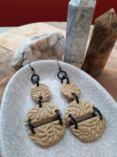 Load image into Gallery viewer, Earthy Ochre dangle handmade earrings polymer clay earthy