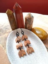 Load image into Gallery viewer, Mahogany dangle handmade earrings polymer clay earthy