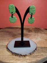Load image into Gallery viewer, Green stars stud handmade earrings polymer clay earthy