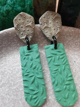 Load image into Gallery viewer, Rainforest stud handmade earrings polymer clay earthy