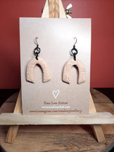 Load image into Gallery viewer, Shadow beige rainbow dangle handmade earrings polymer clay earthy