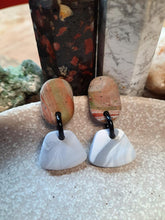 Load image into Gallery viewer, Marble stud handmade earrings polymer clay earthy