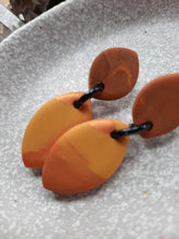 Load image into Gallery viewer, Orange fizz stud handmade earrings polymer clay earthy