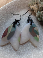 Load image into Gallery viewer, Eucalyptus leaf dangle handmade earrings polymer clay earthy