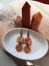 Load image into Gallery viewer, Orange bird dangle handmade earrings polymer clay earthy