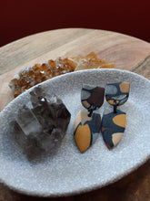 Load image into Gallery viewer, Tumeric latte stud handmade earrings polymer clay earthy