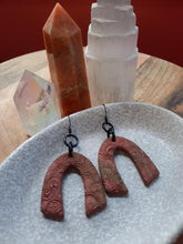 Load image into Gallery viewer, Rusty rainbow dangle handmade earrings polymer clay earthy