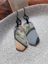 Load image into Gallery viewer, Grey wolf dangle handmade earrings polymer clay earthy