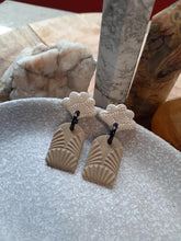 Load image into Gallery viewer, Earth lotus stud handmade earrings polymer clay earthy