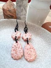 Load image into Gallery viewer, Spring shimmer pink dangle handmade earrings polymer clay earthy