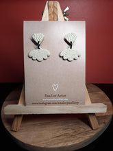 Load image into Gallery viewer, Howlite flower stud handmade earrings polymer clay earthy