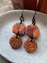 Load image into Gallery viewer, Orange bird dangle handmade earrings polymer clay earthy