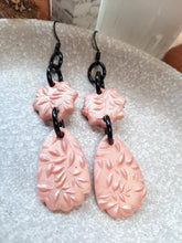 Load image into Gallery viewer, Spring shimmer pink dangle handmade earrings polymer clay earthy