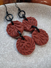 Load image into Gallery viewer, Red earth dangle handmade earrings polymer clay earthy
