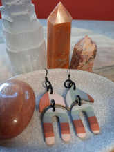 Load image into Gallery viewer, That 70's feeling dangle handmade earrings polymer clay earthy