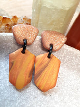 Load image into Gallery viewer, Mandarin swirl stud handmade earrings polymer clay earthy