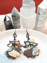 Load image into Gallery viewer, flower leadlight dangle handmade earrings polymer clay earthy