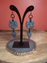 Load image into Gallery viewer, Silver moon dangle handmade earrings polymer clay earthy
