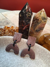 Load image into Gallery viewer, Rainbow waves stud handmade earrings polymer clay earthy