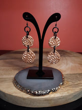Load image into Gallery viewer, Goddess copper dangle handmade earrings polymer clay earthy