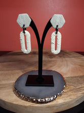 Load image into Gallery viewer, Linen stud handmade earrings polymer clay earthy