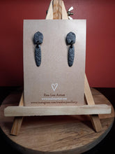 Load image into Gallery viewer, Shiny Obsidian stud handmade earrings polymer clay earthy
