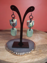 Load image into Gallery viewer, Sepia green dangle handmade earrings polymer clay earthy
