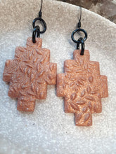 Load image into Gallery viewer, Midnight glitter dangle handmade earrings polymer clay earthy