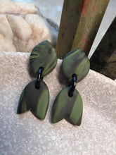 Load image into Gallery viewer, Green earth stud handmade earrings polymer clay earthy