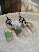Load image into Gallery viewer, Frosty rainbow dangle handmade earrings polymer clay earthy