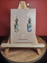 Load image into Gallery viewer, Grey wolf dangle handmade earrings polymer clay earthy