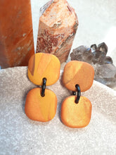 Load image into Gallery viewer, Peachy pair stud handmade earrings polymer clay earthy