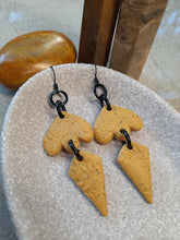 Load image into Gallery viewer, Honeysuckle dangle handmade earrings polymer clay earthy