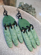 Load image into Gallery viewer, Sea green dangle handmade earrings polymer clay earthy