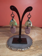 Load image into Gallery viewer, Red wine dangle handmade earrings polymer clay earthy
