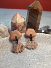 Load image into Gallery viewer, Linen breeze stud handmade earrings polymer clay earthy