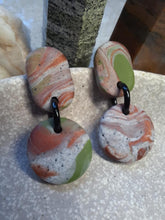 Load image into Gallery viewer, Pistachio green stud handmade earrings polymer clay earthy