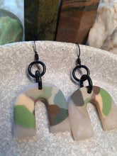 Load image into Gallery viewer, Frosty rainbow dangle handmade earrings polymer clay earthy