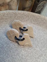 Load image into Gallery viewer, Sandcastle stud handmade earrings polymer clay earthy