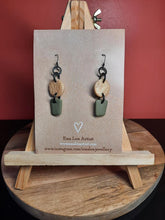 Load image into Gallery viewer, Halo gold dangle handmade earrings polymer clay earthy