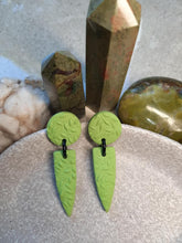 Load image into Gallery viewer, Palm leaf stud handmade earrings polymer clay earthy