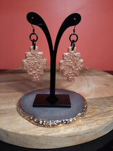 Load image into Gallery viewer, Midnight glitter dangle handmade earrings polymer clay earthy
