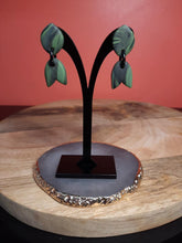 Load image into Gallery viewer, Green earth stud handmade earrings polymer clay earthy