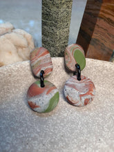 Load image into Gallery viewer, Pistachio green stud handmade earrings polymer clay earthy
