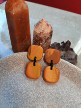 Load image into Gallery viewer, Peachy pair stud handmade earrings polymer clay earthy