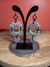 Load image into Gallery viewer, Silver stars dangle handmade earrings polymer clay earthy