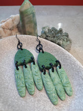 Load image into Gallery viewer, Sea green dangle handmade earrings polymer clay earthy