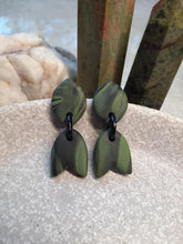 Load image into Gallery viewer, Green earth stud handmade earrings polymer clay earthy